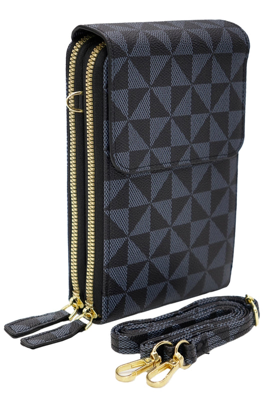 Front Flap Crossbody Bag - Triangle Checkered