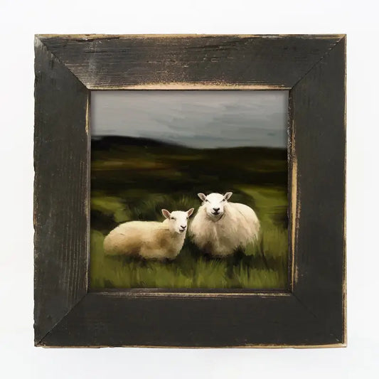 Framed Art 8in - Two Sheep Pasture (Black)