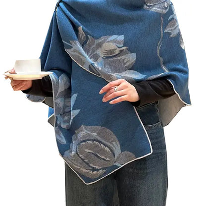Reversible Short Loop Wrap - Royal Blue / White Lotus