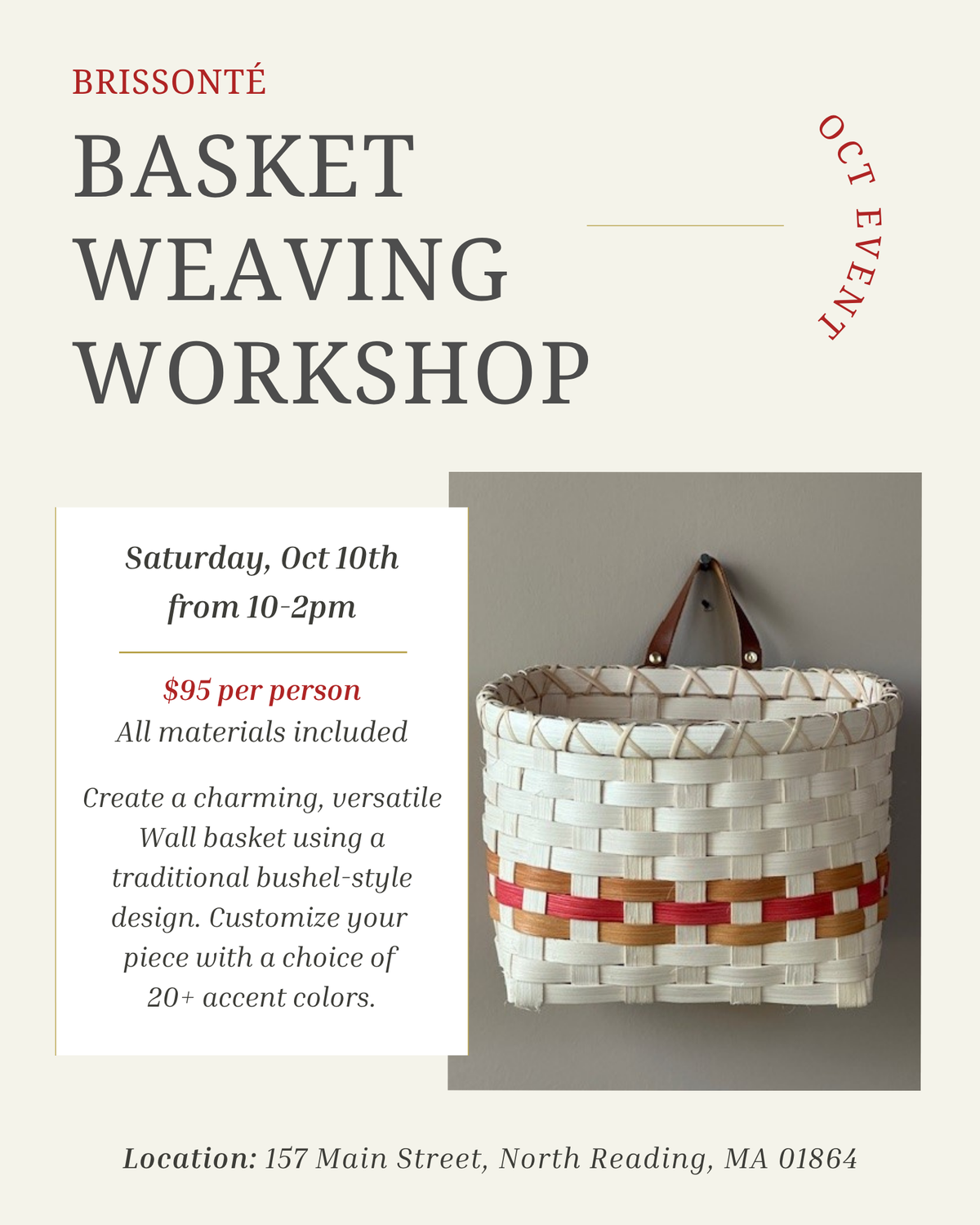 Basket Weaving Workshop 10/10 - Wall Basket