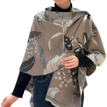 Reversible Short Loop Wrap - Shawl Tan Garden