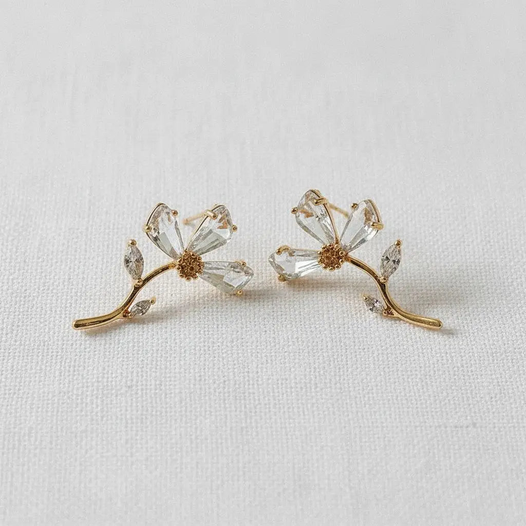 Stud Earrings - Floral Zircon
