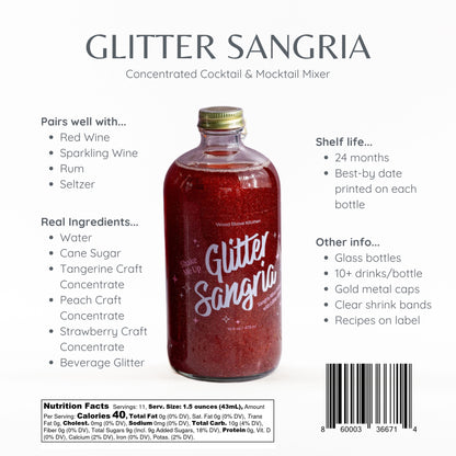 Cocktail and Mocktail Mixer 16oz - Glitter Sangria