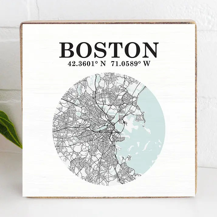 Rustic Square Block - Boston Map Art