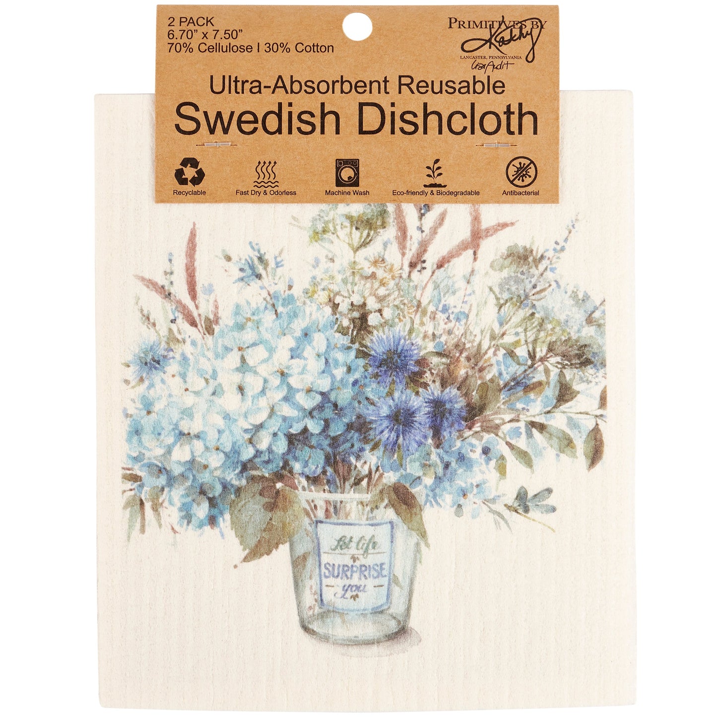 Swedish Dishcloth Set - Blue Floral