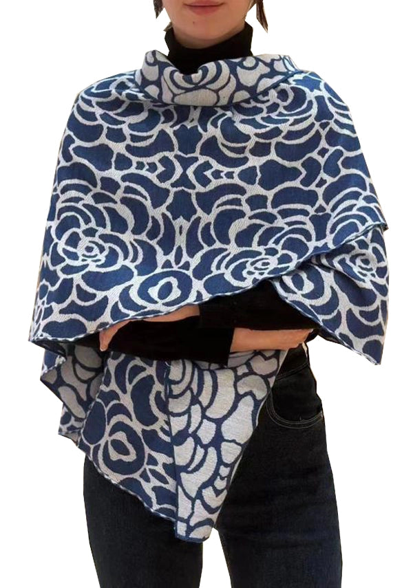 Reversible Short Loop Wrap - Blue / White Nautilus