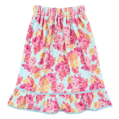 Spa Wrap with Ruffle - Spa Blue + Rose Floral