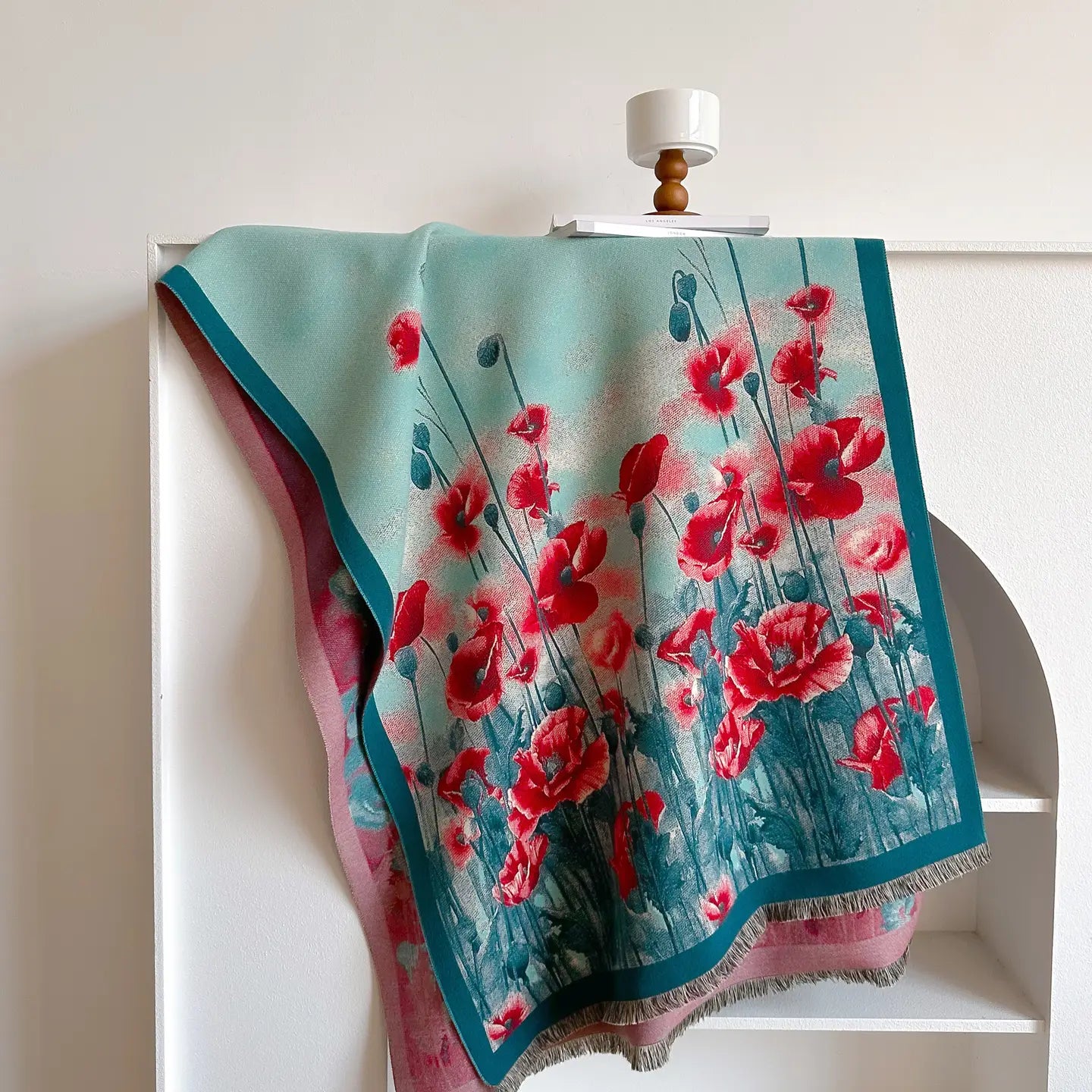 Reversible Wrap - Shawl Turq / Red Poppy Fiel