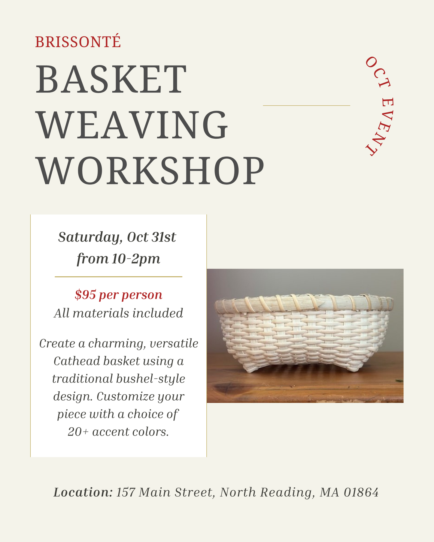 Basket Weaving Workshop 10/31 - Cathead