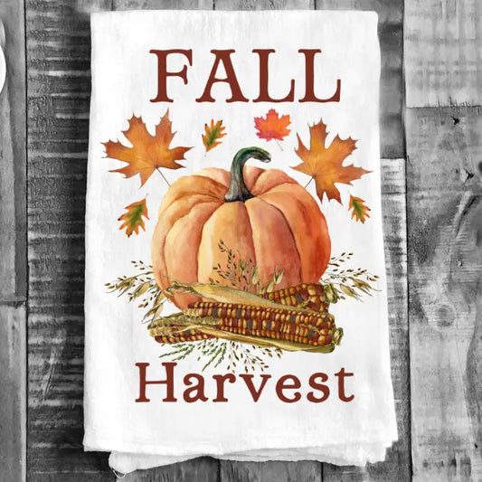 Cotten Tea Towel - Fall Harvest Pumpkin Corn