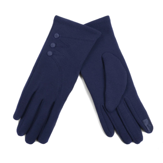 Woman's Winter Gloves - Dark Navy W Buttons (LG)