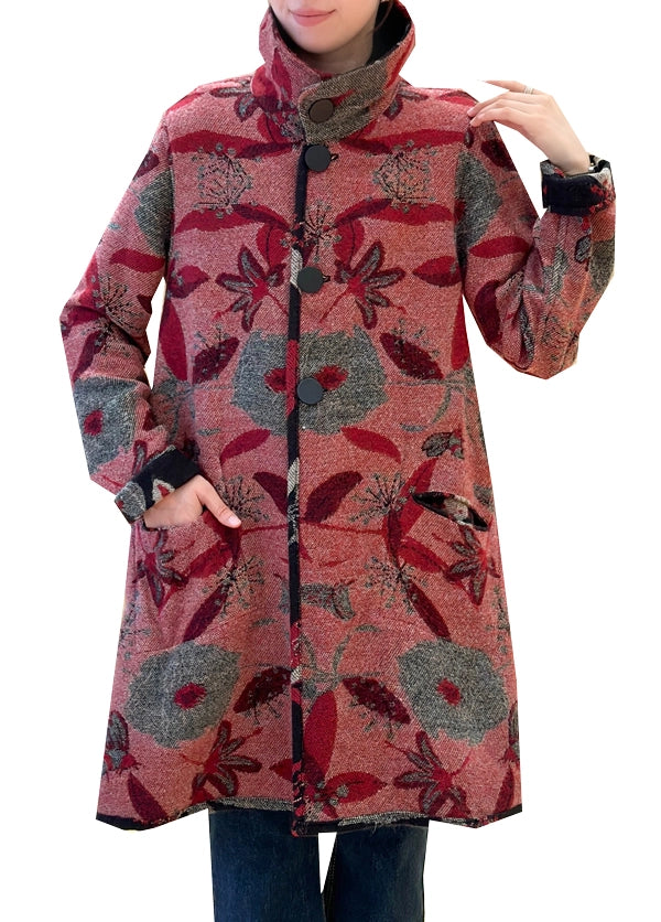 Reversible Coat (XLG) – Red Black Garden