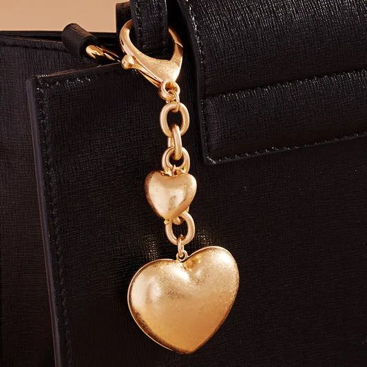 Bag Charm Keychain - Puffy Heart Gold