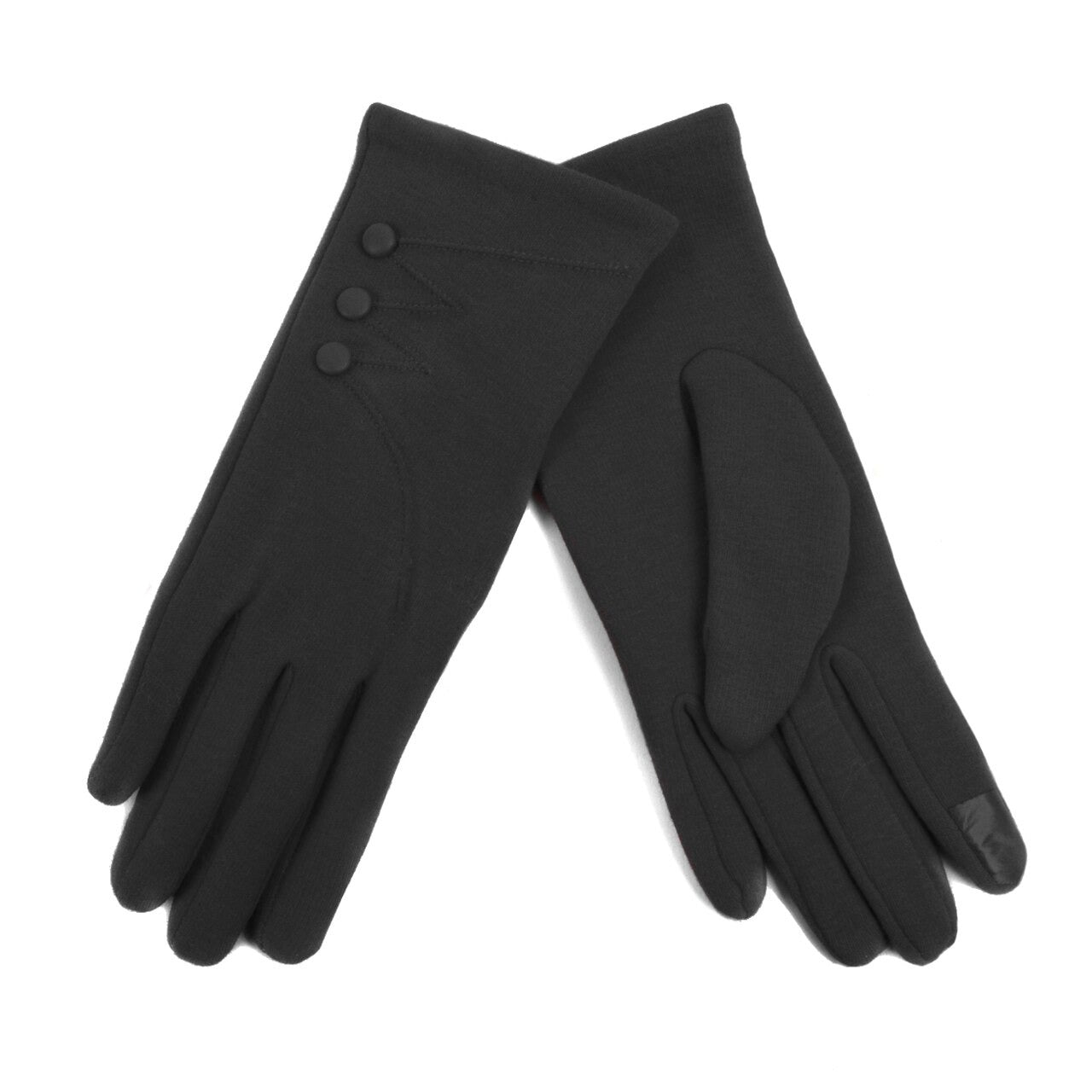 Woman's Winter Gloves - Black W Buttons (LG)