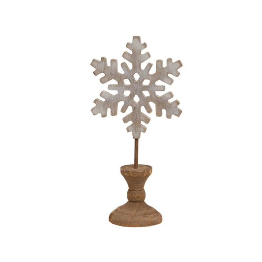 Distressed Wooden Snowflake Spindles 13in