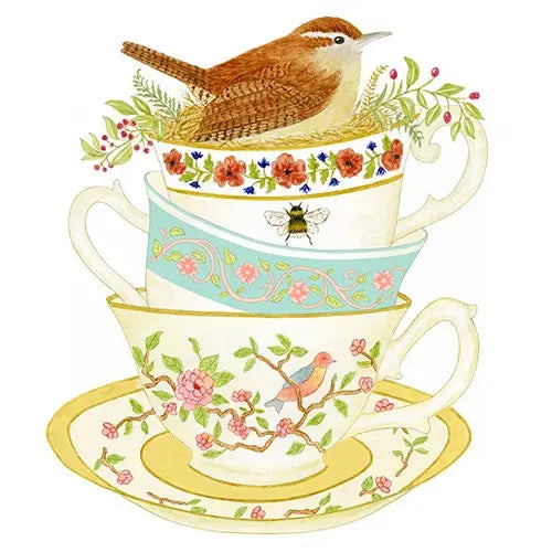 Flour Sack Towel - Stack of Teacups