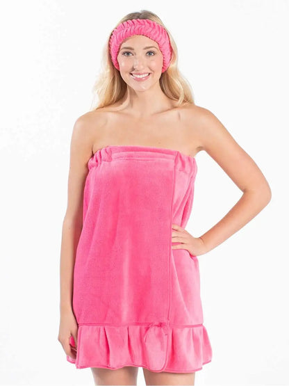 Spa Wrap with Ruffle - Hot Pink