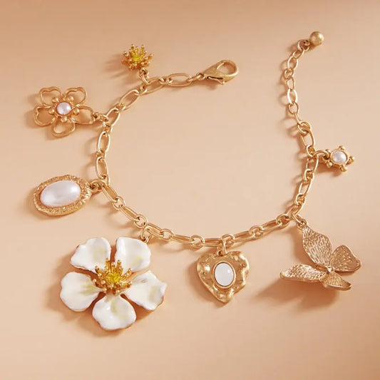 Bracelet - Flower Charm Cluster Gold