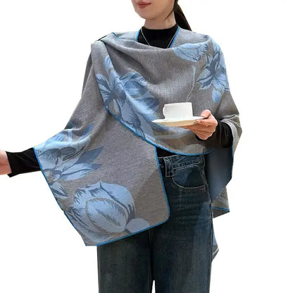 Reversible Short Loop Wrap - Light Blue / Gray Lotus