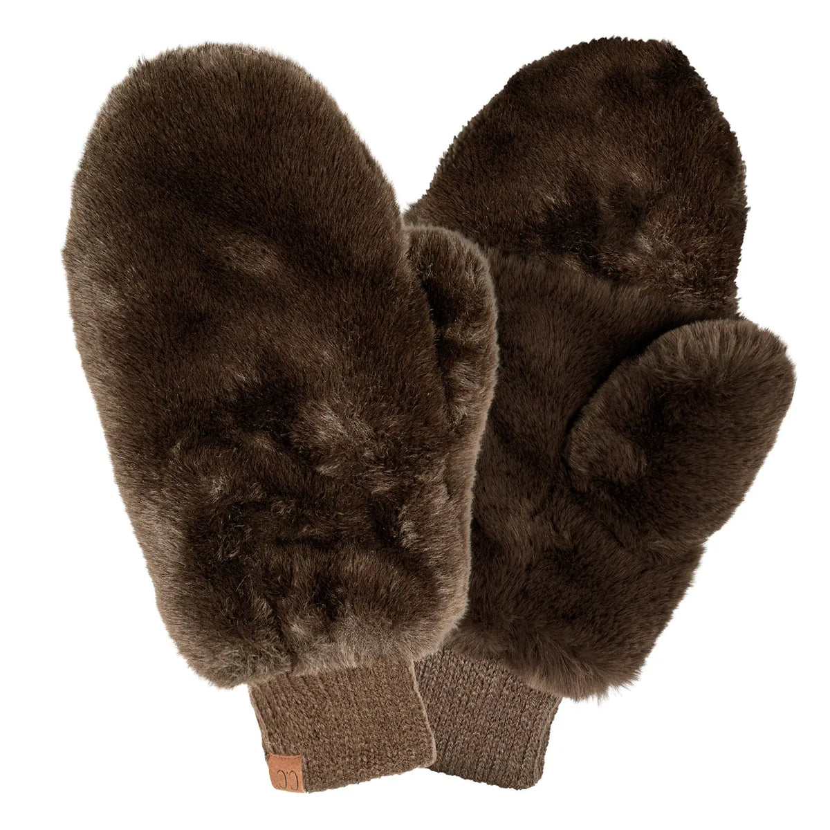 Faux Fur Mittens with Shepherd Lining - Brown