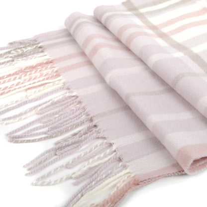 Cashmere Feel Winter Scarf - Pink Plaid Soft