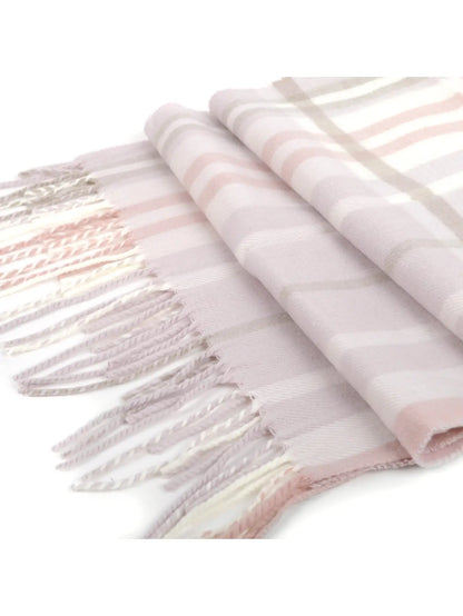 Cashmere Feel Winter Scarf - Pink Plaid Soft