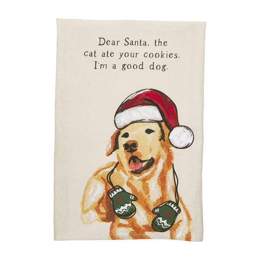 Holiday Dog Tea Towel - Dear Santa