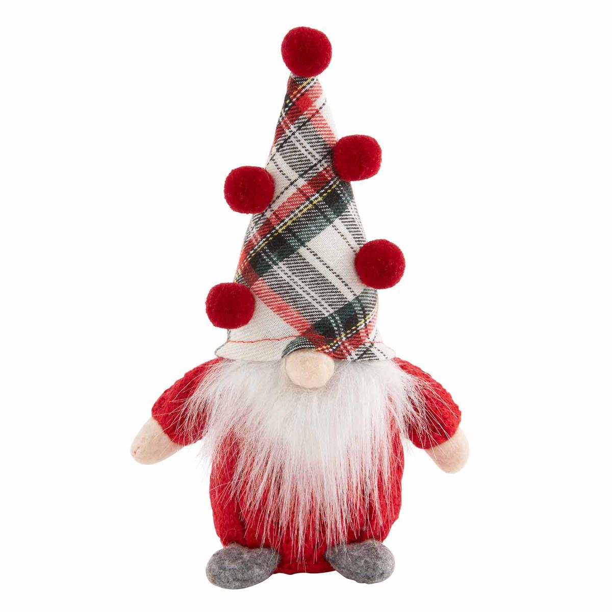 Christmas Gnome Sitter - Plaid Hat Red Dots