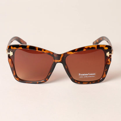 Sunglasses - Biege Leopard W Thin Legs