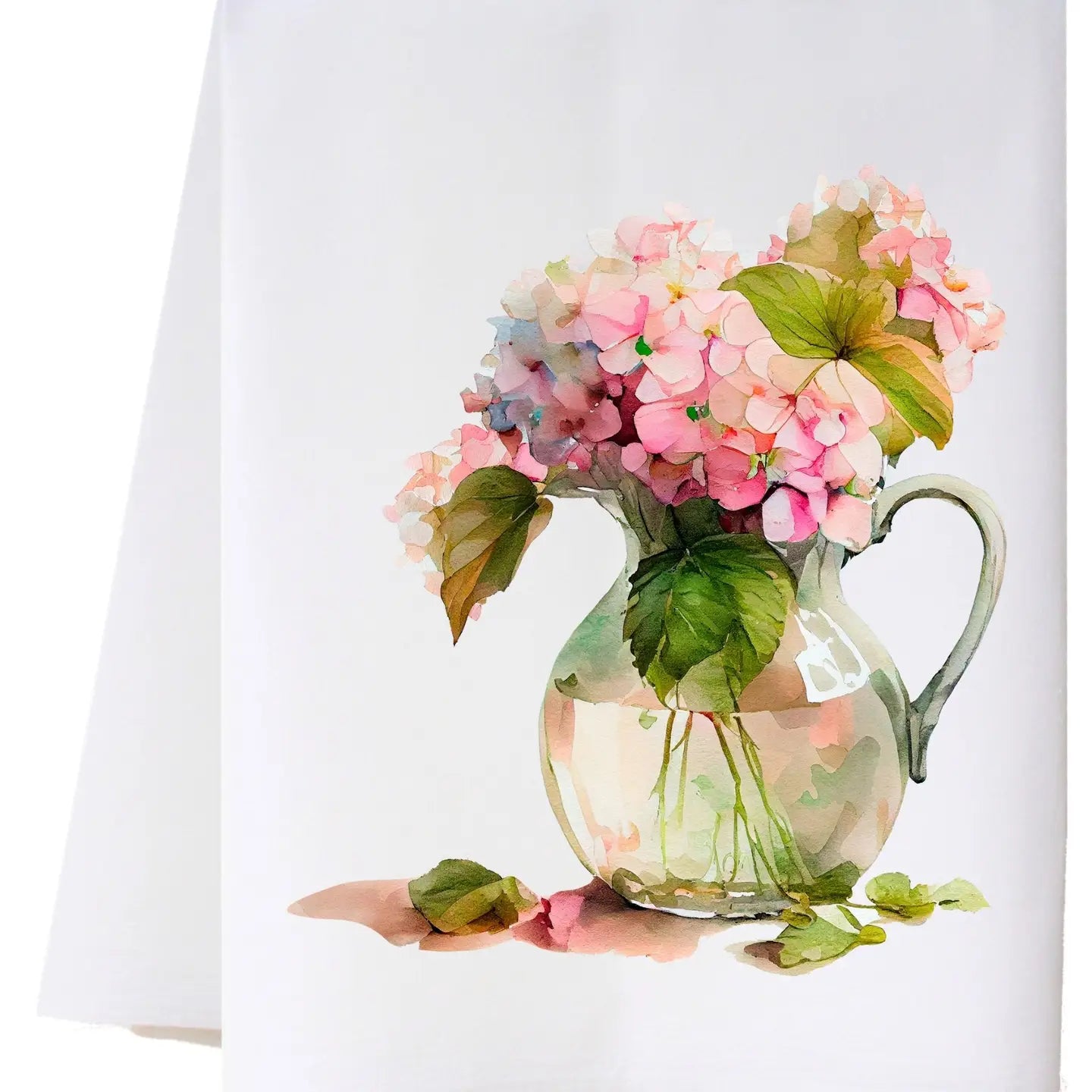 Flour Sack Towel - Pink Hydrangeas