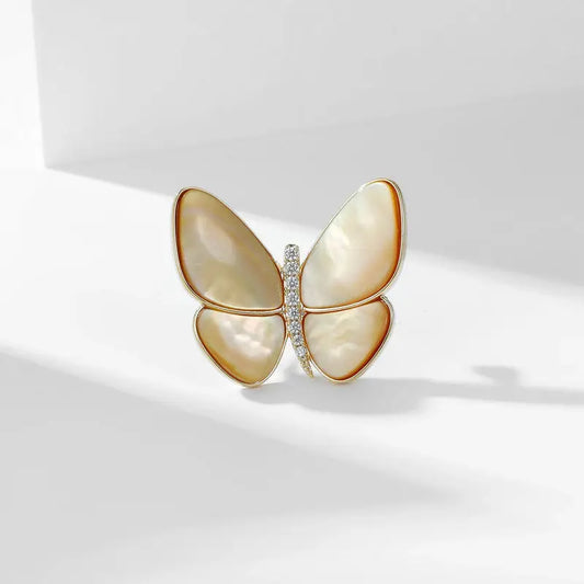 Statement Brooch - Mother of Pearl Butterfly (Yellow)