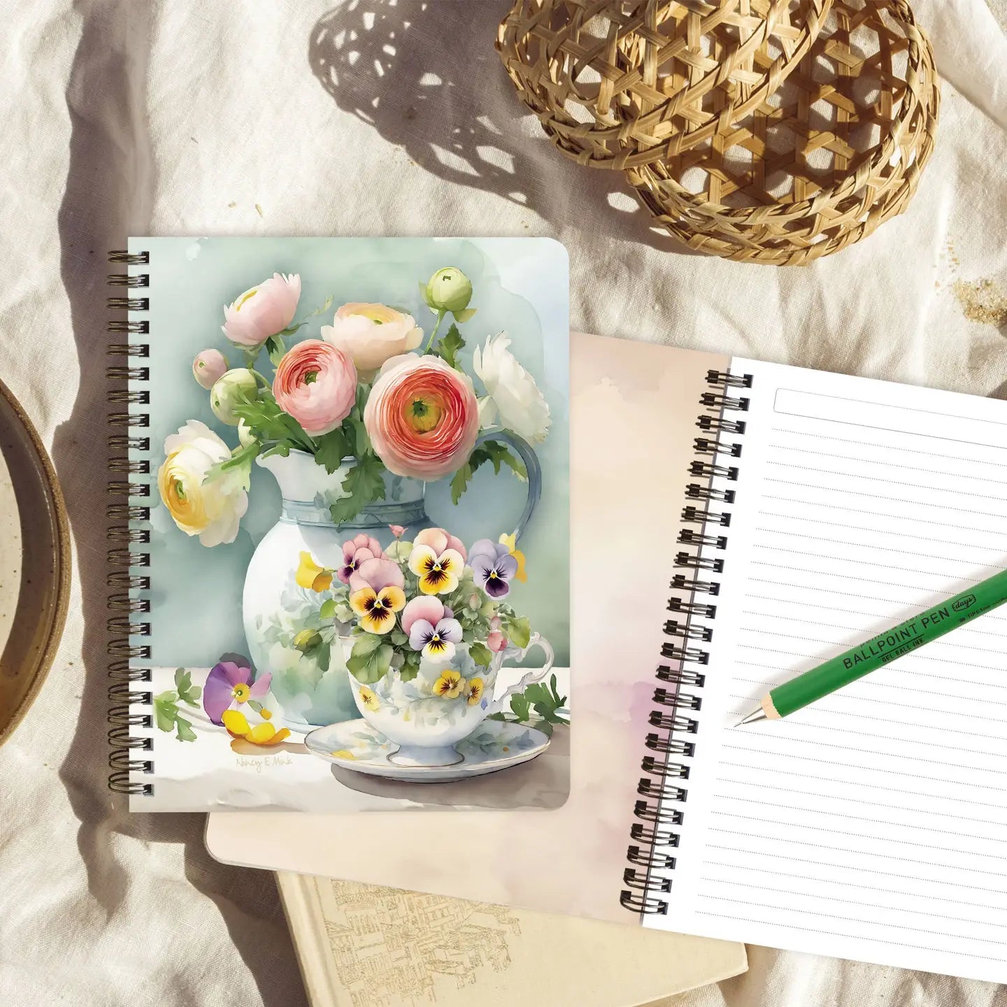 Spiral Medium Notebook - Violets & Pitcher