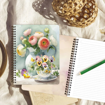 Spiral Medium Notebook - Violets & Pitcher