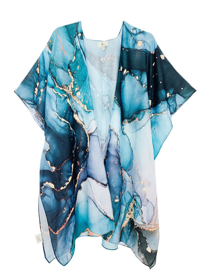 Kimono - Teal Green Marble
