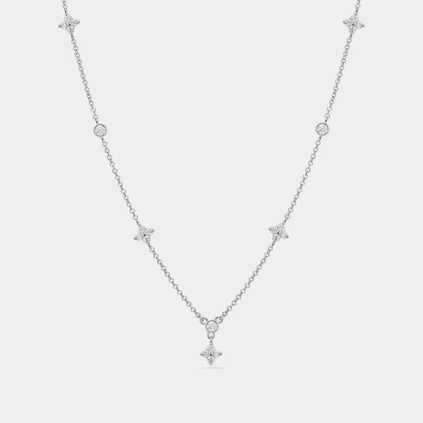Friendship Necklace - Four Petal Flower (Silver)