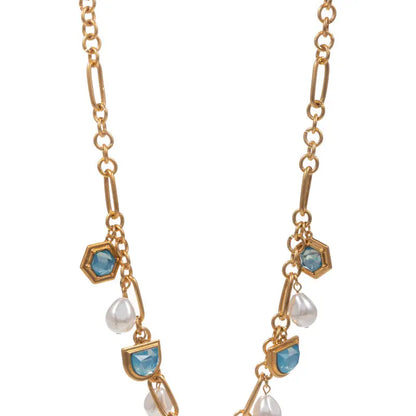 Necklace - Square Pearl Glass Charms