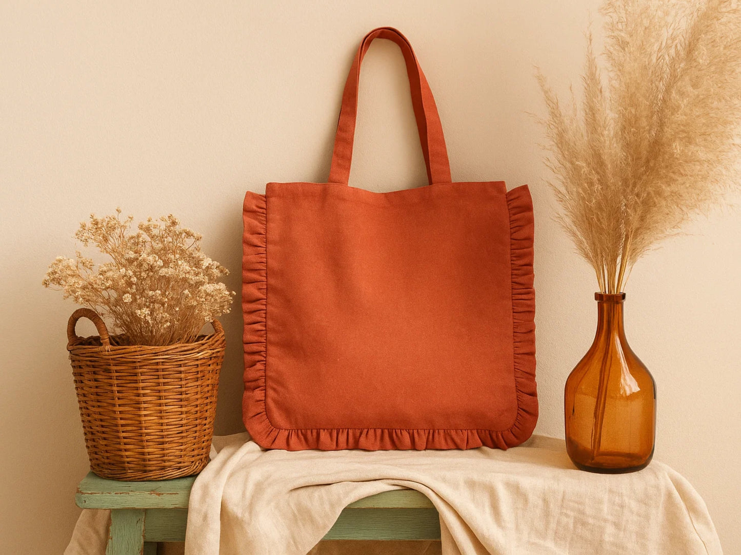 Canvas Colored Tote Bag - Pink