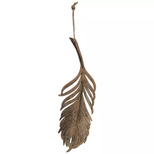 Christmas Ornament - Gold Glitter Feather