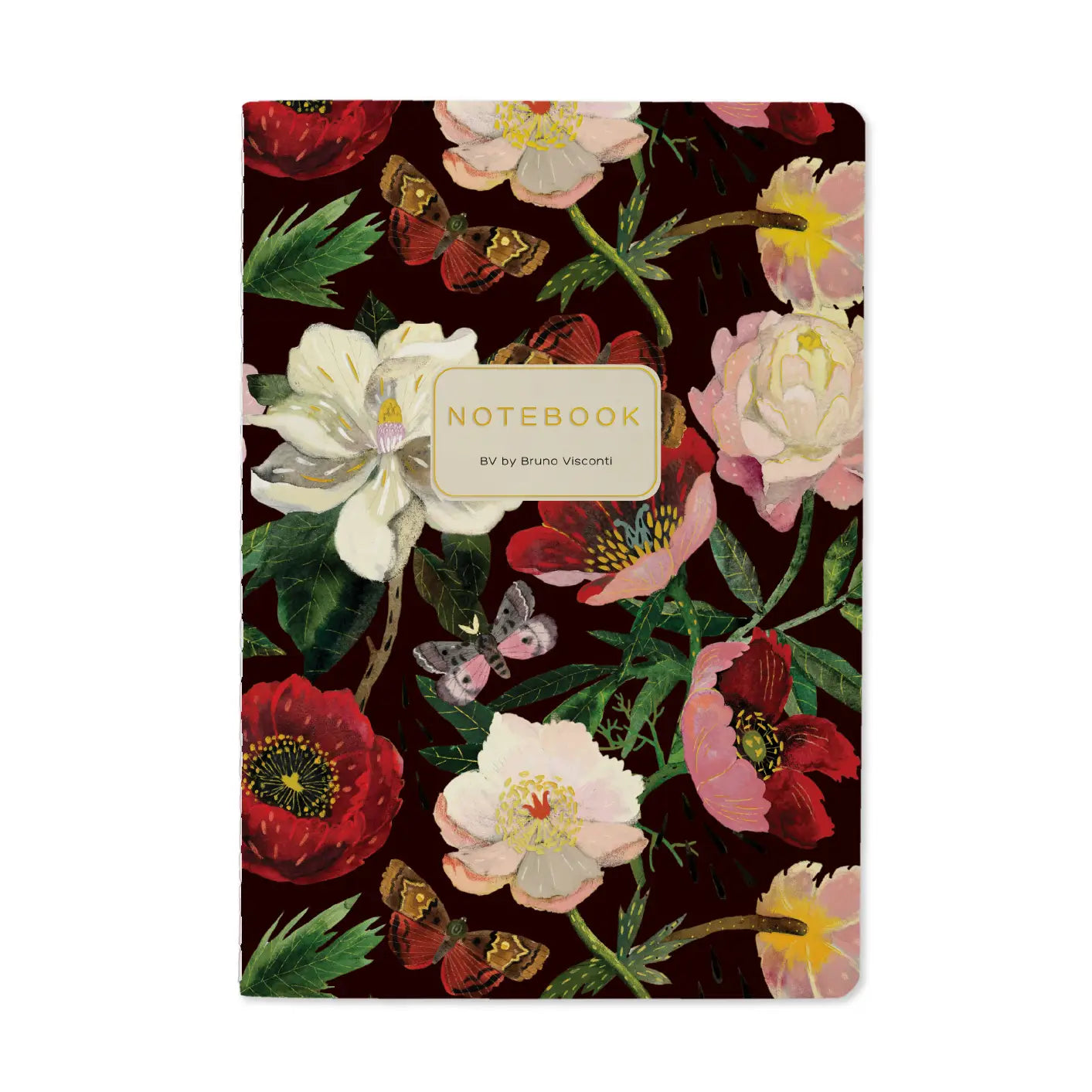 Notebook 8x6 - Peonies On Black
