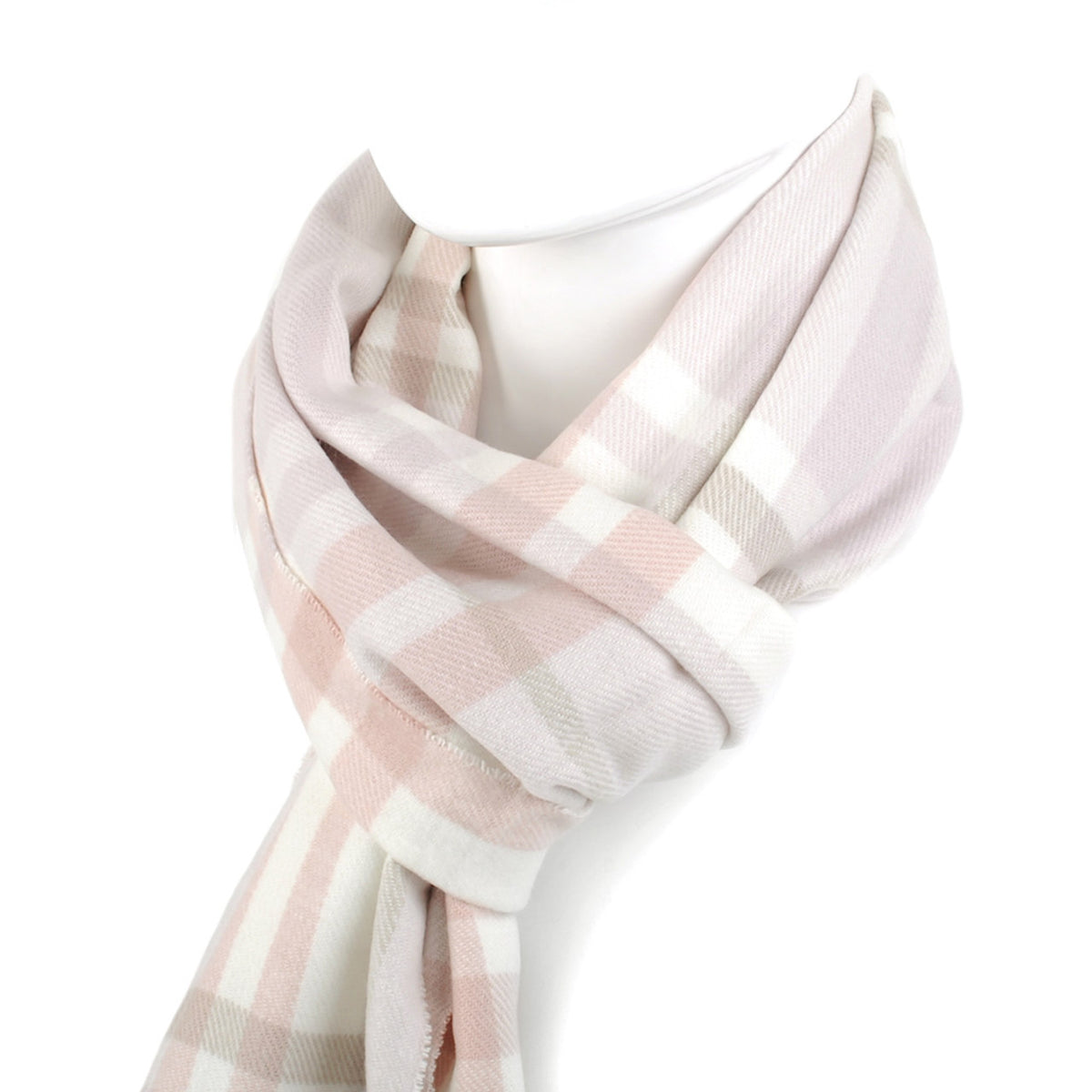 Cashmere Feel Winter Scarf - Pink Plaid Soft