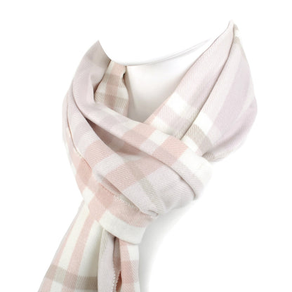 Cashmere Feel Winter Scarf - Pink Plaid Soft