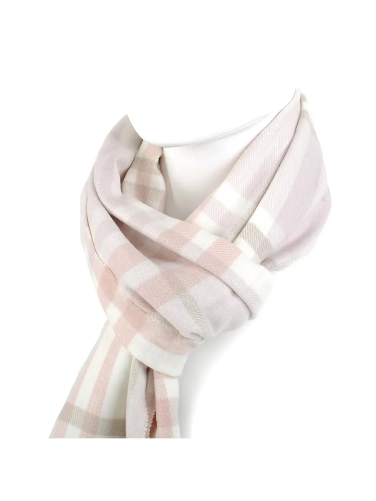 Cashmere Feel Winter Scarf - Pink Plaid Soft