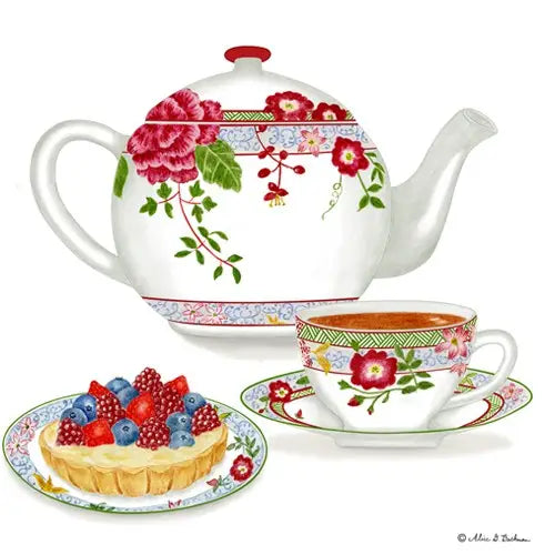 Flour Sack Towel - Floral Teapot