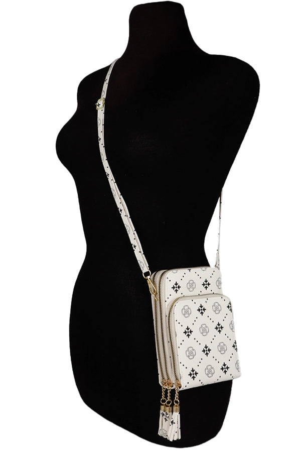 Triple Zippered Crossbody Bag - Ivory