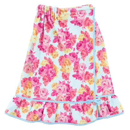 Spa Wrap with Ruffle - Spa Blue + Rose Floral