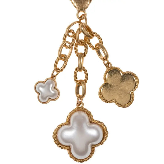 Bag Charm Keychain - Clover Mixed W Pearl