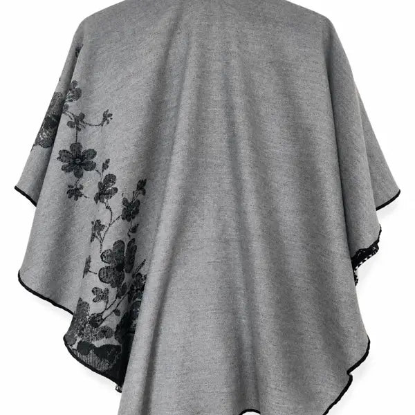 Reversible Short Loop Wrap - Gray / Black Roses