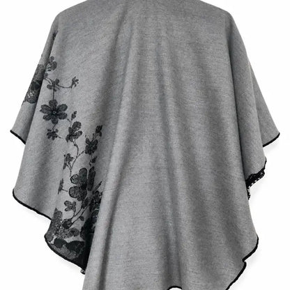 Reversible Short Loop Wrap - Gray / Black Roses