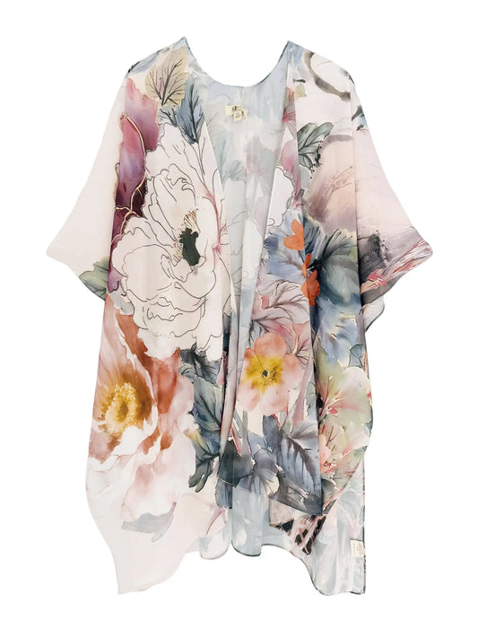 Kimono - Pink Multi Watercolor Floral