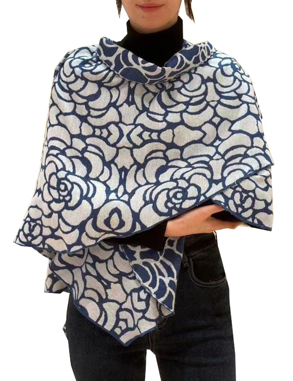 Reversible Short Loop Wrap - Blue / White Nautilus